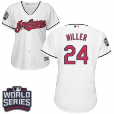 Women's Majestic Cleveland Indians #24 Andrew Miller Authentic White Home 2016 World Series Bound Cool Base MLB Jersey
