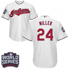 Youth Majestic Cleveland Indians #24 Andrew Miller Authentic White Home 2016 World Series Bound Cool Base MLB Jersey