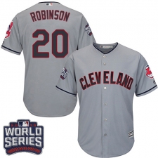 Youth Majestic Cleveland Indians #20 Eddie Robinson Authentic Grey Road 2016 World Series Bound Cool Base MLB Jersey