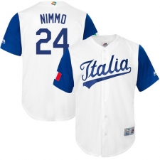 Men's Italy Baseball Majestic #24 Brandon Nimmo White 2017 World Baseball Classic Replica Team Jersey