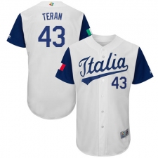 Men's Italy Baseball Majestic #43 Carlos Teran White 2017 World Baseball Classic Authentic Team Jersey