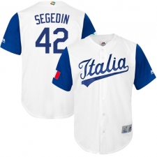 Men's Italy Baseball Majestic #42 Rob Segedin White 2017 World Baseball Classic Replica Team Jersey