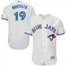 Men's Majestic Toronto Blue Jays #19 Jose Bautista White Home Flex Base Authentic Collection MLB Jersey