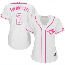 Women's Majestic Toronto Blue Jays #2 Troy Tulowitzki Replica White Fashion Cool Base MLB Jersey