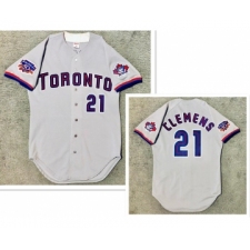 Men's Toronto Blue Jays #21 Roger Clemens Grey Stitched MLB Jersey