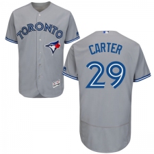 Men's Majestic Toronto Blue Jays #29 Joe Carter Grey Road Flex Base Authentic Collection MLB Jersey