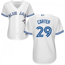 Women's Majestic Toronto Blue Jays #29 Joe Carter Replica White Home MLB Jersey