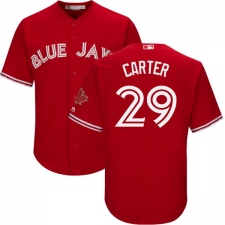 Youth Majestic Toronto Blue Jays #29 Joe Carter Authentic Scarlet Alternate MLB Jersey
