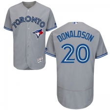 Men's Majestic Toronto Blue Jays #20 Josh Donaldson Grey Road Flex Base Authentic Collection MLB Jersey