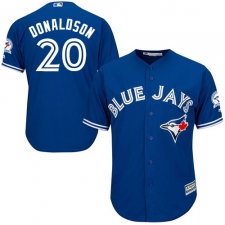Men's Majestic Toronto Blue Jays #20 Josh Donaldson Replica Blue Alternate 40th Anniversary Patch MLB Jersey