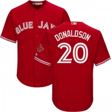 Men's Majestic Toronto Blue Jays #20 Josh Donaldson Replica Scarlet Alternate Cool Base MLB Jersey