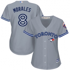 Women's Majestic Toronto Blue Jays #8 Kendrys Morales Authentic Grey Road MLB Jersey