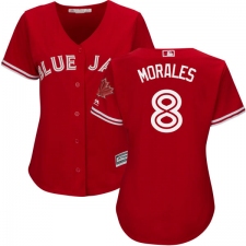 Women's Majestic Toronto Blue Jays #8 Kendrys Morales Authentic Scarlet Alternate MLB Jersey