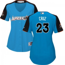 Women's Majestic Seattle Mariners #23 Nelson Cruz Authentic Blue American League 2017 MLB All-Star MLB Jersey