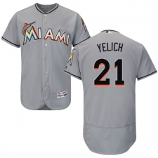 Men's Majestic Miami Marlins #21 Christian Yelich Grey Road Flex Base Authentic Collection MLB Jersey