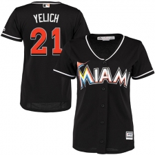 Women's Majestic Miami Marlins #21 Christian Yelich Authentic Black Alternate 2 Cool Base MLB Jersey