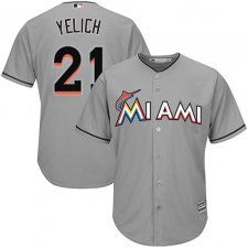 Youth Majestic Miami Marlins #21 Christian Yelich Replica Grey Road Cool Base MLB Jersey