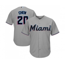 Men's Miami Marlins #20 Wei-Yin Chen Replica Grey Road Cool Base Baseball Jersey