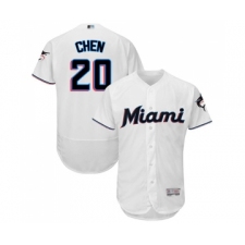 Men's Miami Marlins #20 Wei-Yin Chen White Home Flex Base Authentic Collection Baseball Jersey
