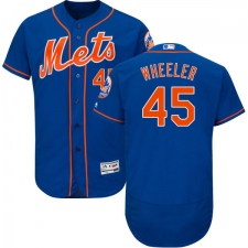Men's Majestic New York Mets #45 Zack Wheeler Royal Blue Alternate Flex Base Authentic Collection MLB Jersey