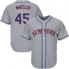Youth Majestic New York Mets #45 Zack Wheeler Replica Grey Road Cool Base MLB Jersey