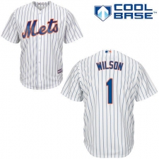 Men's Majestic New York Mets #1 Mookie Wilson Replica White Home Cool Base MLB Jersey
