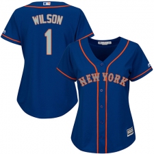 Women's Majestic New York Mets #1 Mookie Wilson Replica Royal Blue Alternate Road Cool Base MLB Jersey