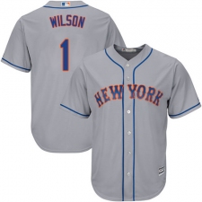 Youth Majestic New York Mets #1 Mookie Wilson Authentic Grey Road Cool Base MLB Jersey