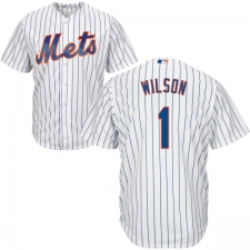 Youth Majestic New York Mets #1 Mookie Wilson Authentic White Home Cool Base MLB Jersey