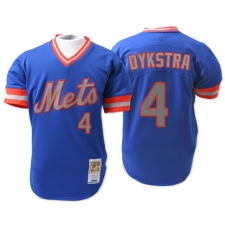 Men's Mitchell and Ness New York Mets #4 Lenny Dykstra Authentic Blue 1983 Throwback MLB Jersey