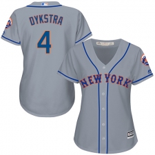 Women's Majestic New York Mets #4 Lenny Dykstra Replica Grey Road Cool Base MLB Jersey