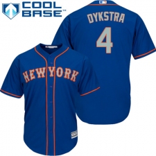 Youth Majestic New York Mets #4 Lenny Dykstra Authentic Royal Blue Alternate Road Cool Base MLB Jersey
