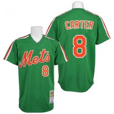 Men's Mitchell and Ness New York Mets #8 Gary Carter Authentic Green 1985 Throwback MLB Jersey