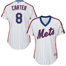 Women's Majestic New York Mets #8 Gary Carter Replica White Alternate Cool Base MLB Jersey