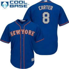 Youth Majestic New York Mets #8 Gary Carter Replica Royal Blue Alternate Road Cool Base MLB Jersey