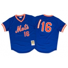 Men's Mitchell and Ness 1986 New York Mets #16 Dwight Gooden Replica Royal Blue Throwback MLB Jersey