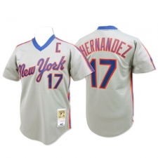 Men's Mitchell and Ness New York Mets #17 Keith Hernandez Authentic Grey Throwback MLB Jersey