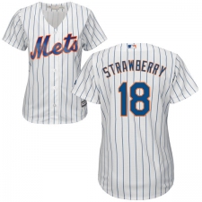 Women's Majestic New York Mets #18 Darryl Strawberry Replica White Home Cool Base MLB Jersey