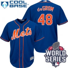 Men's Majestic New York Mets #48 Jacob deGrom Replica Royal Blue Alternate Home Cool Base 2015 World Series MLB Jersey