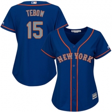 Women's Majestic New York Mets #15 Tim Tebow Replica Royal Blue Alternate Road Cool Base MLB Jersey