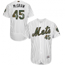 Men's Majestic New York Mets #45 Tug McGraw Authentic White 2016 Memorial Day Fashion Flex Base MLB Jersey