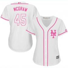 Women's Majestic New York Mets #45 Tug McGraw Replica White Fashion Cool Base MLB Jersey