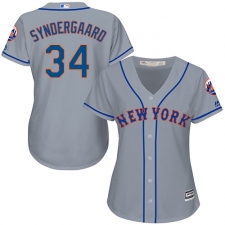 Women's Majestic New York Mets #34 Noah Syndergaard Replica Grey Road Cool Base MLB Jersey