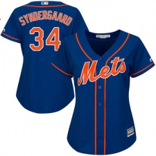 Women's Majestic New York Mets #34 Noah Syndergaard Replica Royal Blue Alternate Home Cool Base MLB Jersey