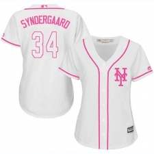 Women's Majestic New York Mets #34 Noah Syndergaard Replica White Fashion Cool Base MLB Jersey