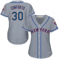 Women's Majestic New York Mets #30 Michael Conforto Replica Grey Road Cool Base MLB Jersey