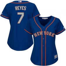 Women's Majestic New York Mets #7 Jose Reyes Replica Royal Blue Alternate Road Cool Base MLB Jersey