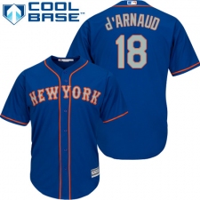 Youth Majestic New York Mets #18 Travis d'Arnaud Replica Royal Blue Alternate Road Cool Base MLB Jersey