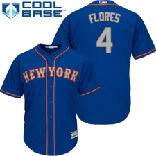 Youth Majestic New York Mets #4 Wilmer Flores Replica Royal Blue Alternate Road Cool Base MLB Jersey