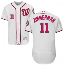 Men's Majestic Washington Nationals #11 Ryan Zimmerman White Home Flex Base Authentic Collection MLB Jersey